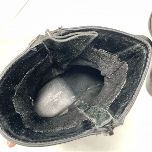 PIERRE Cardin Paris Black Side Zip Leather Ankle Boots Size 40/9 - Picture 6 of 7